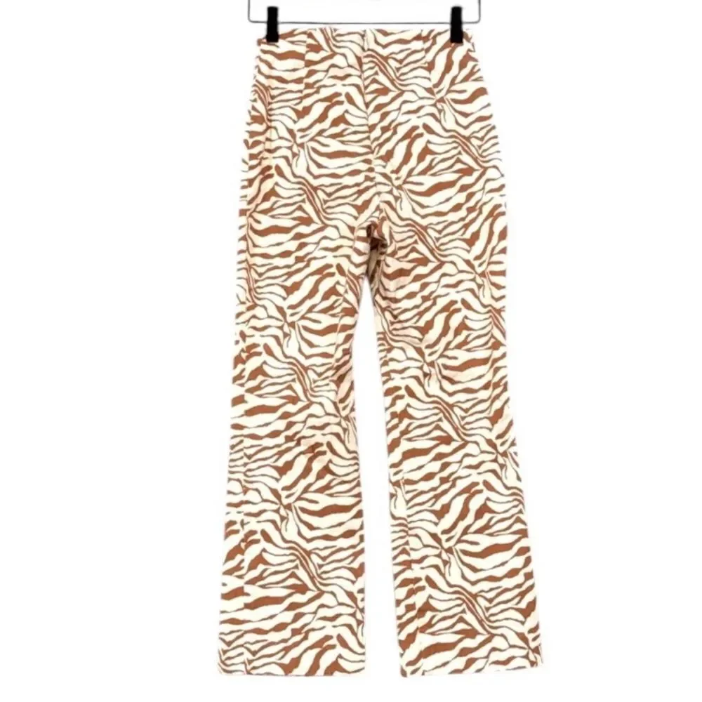 Wilfred Zebra-Print Cropped Pants in Cream & Brown size 2, new with tags